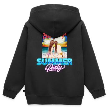 Journées à la plage - Sweat Premium à capuche zippé enfant bio - noir - Dos - AI Model Kid Male (0cm)