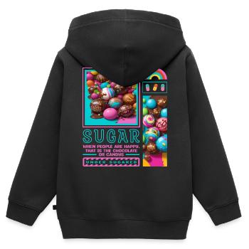 Zucker Mensch - Kinder Premium Organic Zip Hoodie - Schwarz - Hinten - AI Model Kid Male (0cm)