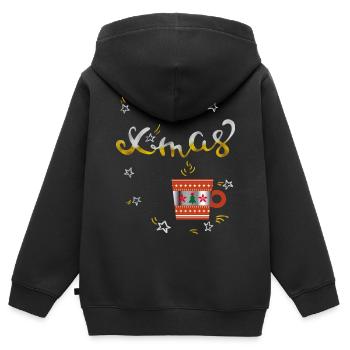 Advent Kaffee - Kinder Premium Organic Zip Hoodie - Schwarz - Hinten - AI Model Kid Male (0cm)