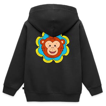 Singe drôle pour les enfants Tout-petits Bébé singe - Sweat Premium à capuche zippé enfant bio - noir - Dos - AI Model Kid Male (0cm)