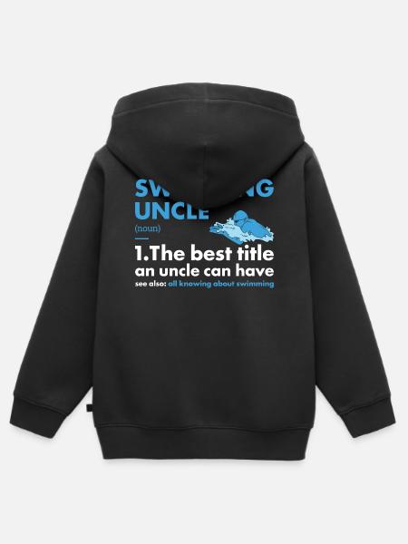 Sport Uncle Swimming - Kinder Premium Organic Zip Hoodie - Schwarz