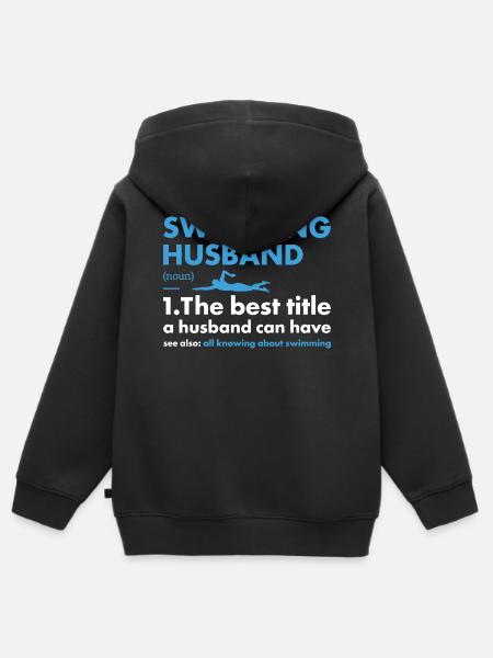 Sport Husband Swimming - Kinder Premium Organic Zip Hoodie - Schwarz
