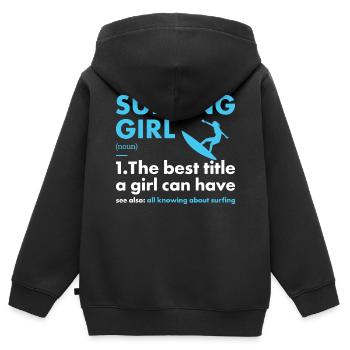 Sport Girl Surfing - Kids Premium Organic Zip-up Hoodie - black - Back - AI Model Kid Male (0cm)