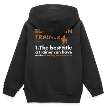 Entraîneur sportif Définition Équestre - Sweat Premium à capuche zippé enfant bio - noir - Dos - AI Model Kid Male (0cm)