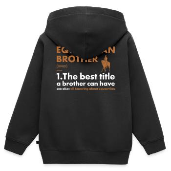 Sport Brother Definition Equestrian - Kinder Premium Organic Zip Hoodie - Schwarz - Hinten - AI Model Kid Male (0cm)