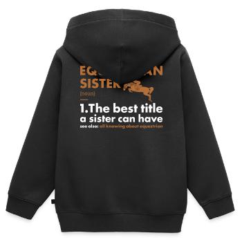 Sport Sister Definition Equestrian - Kinder Premium Organic Zip Hoodie - Schwarz - Hinten - AI Model Kid Male (0cm)