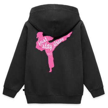 Weibliche Karateka - Kinder Premium Organic Zip Hoodie - Schwarz - Hinten - AI Model Kid Male (0cm)