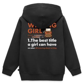 Écrivain Fille Définition Écriture - Sweat Premium à capuche zippé enfant bio - noir - Dos - AI Model Kid Male (0cm)