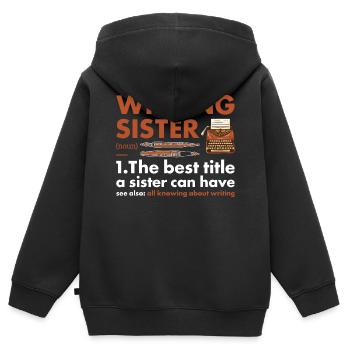 Écrivain Soeur Définition Écriture - Sweat Premium à capuche zippé enfant bio - noir - Dos - AI Model Kid Male (0cm)