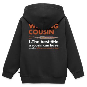Écrivain Cousin Définition Écriture - Sweat Premium à capuche zippé enfant bio - noir - Dos - AI Model Kid Male (0cm)