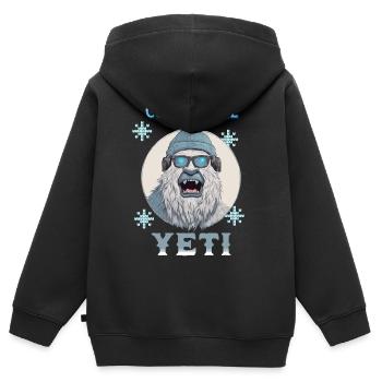 Cool comme le yéti - Sweat Premium à capuche zippé enfant bio - noir - Dos - AI Model Kid Male (0cm)