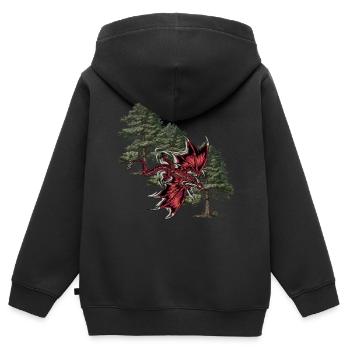 Animal mythique dragon fable dragon personnage de conte de fées dino - Sweat Premium à capuche zippé enfant bio - noir - Dos - AI Model Kid Male (0cm)