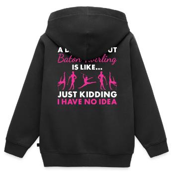 Baton Twirler Une journée sans bâton Twirling - Sweat Premium à capuche zippé enfant bio - noir - Dos - AI Model Kid Male (0cm)