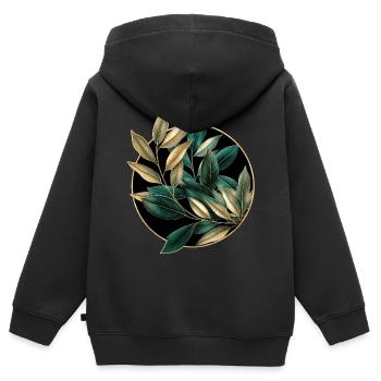 Elegante Pflanzen - Kinder Premium Organic Zip Hoodie - Schwarz - Hinten - AI Model Kid Male (0cm)