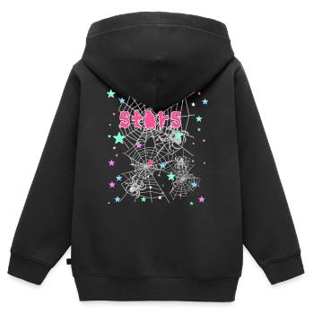 Stars, Spider, Graffiti, Spider Web, Star - Kids Premium Organic Zip-up Hoodie - black - Back - AI Model Kid Male (0cm)