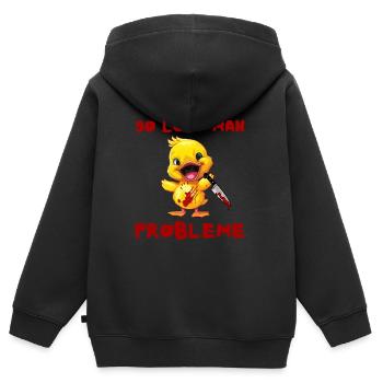 So löst man Probleme - Ente mit Messer Halloween - Kinder Premium Organic Zip Hoodie - Schwarz - Hinten - AI Model Kid Male (0cm)