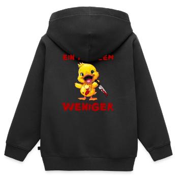 Ein Problem weniger - Ente mit Messer Halloween - Kinder Premium Organic Zip Hoodie - Schwarz - Hinten - AI Model Kid Male (0cm)