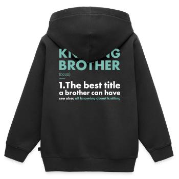 Knitter Brother Definition Knitting - Kinder Premium Organic Zip Hoodie - Schwarz - Hinten - AI Model Kid Male (0cm)