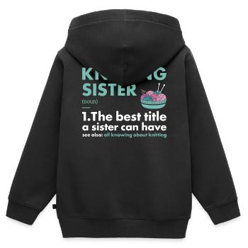 Knitter Sister Definition Knitting - Kinder Premium Organic Zip Hoodie - Schwarz - Hinten - AI Model Kid Male (0cm)
