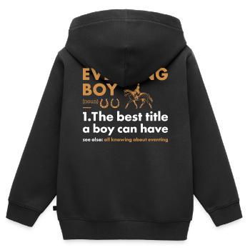 Cavalier Garçon Définition Concours complet - Sweat Premium à capuche zippé enfant bio - noir - Dos - AI Model Kid Male (0cm)