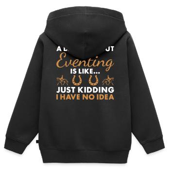 Cavalier Une journée sans concours complet - Sweat Premium à capuche zippé enfant bio - noir - Dos - AI Model Kid Male (0cm)