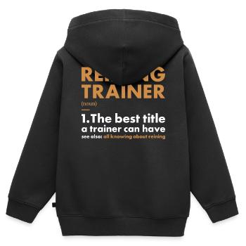 Pure Trainer Definition Reining - Kids Premium Organic Zip-up Hoodie - black - Back - AI Model Kid Male (0cm)