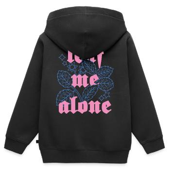 Leaf Me Alone – Botanique avec attitude - Sweat Premium à capuche zippé enfant bio - noir - Dos - AI Model Kid Male (0cm)