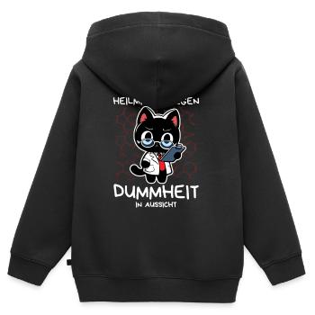 Zynische Forscherkatze – Wissenschaft ohne Gnade - Kinder Premium Organic Zip Hoodie - Schwarz - Hinten - AI Model Kid Male (0cm)