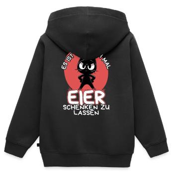 Zeit für Eier – Katze mit Haltung und Ansage - Kinder Premium Organic Zip Hoodie - Schwarz - Hinten - AI Model Kid Male (0cm)