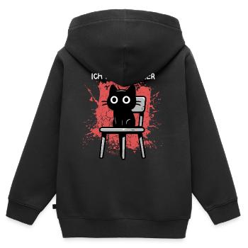 Ich hasse es hier - Süße schwarze Katze Zynisch - Kinder Premium Organic Zip Hoodie - Schwarz - Hinten - AI Model Kid Male (0cm)