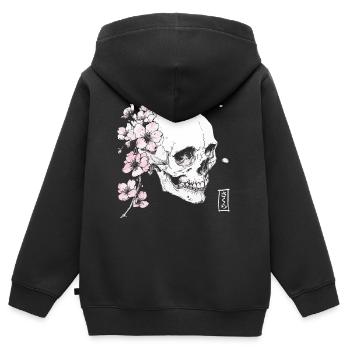 Kirschblüten Schädel im Japan-Stil - Kinder Premium Organic Zip Hoodie - Schwarz - Hinten - AI Model Kid Male (0cm)