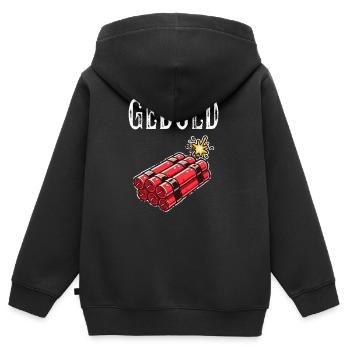 Geduld am Limit mit Dynamit Humor - Kinder Premium Organic Zip Hoodie - Schwarz - Hinten - AI Model Kid Male (0cm)