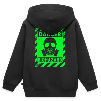 Biohazard Grunge Zombies Apokalypse Gasmaske - Kinder Premium Organic Zip Hoodie - Schwarz - Hinten - AI Model Kid Male (0cm)