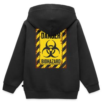 Danger Biohazard Grunge Zombies Apocalypse - Sweat Premium à capuche zippé enfant bio - noir - Dos - AI Model Kid Male (0cm)