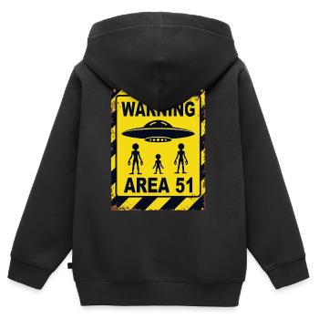 Area 51 UFO Warning – Enter at Your Own Risk - Kids Premium Organic Zip-up Hoodie - black - Back - AI Model Kid Male (0cm)