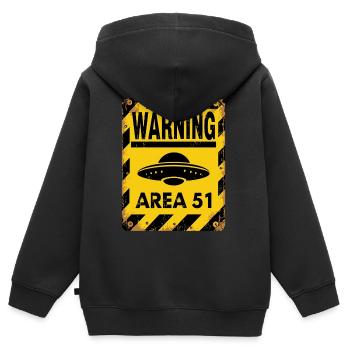 Area 51 UFO Warning – Enter at Your Own Risk - Kids Premium Organic Zip-up Hoodie - black - Back - AI Model Kid Male (0cm)