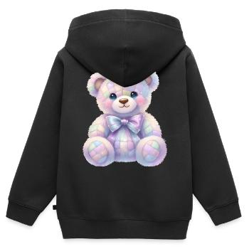 Coquette Ours Pailleté 🧸 - Sweat Premium à capuche zippé enfant bio - noir - Dos - AI Model Kid Male (0cm)