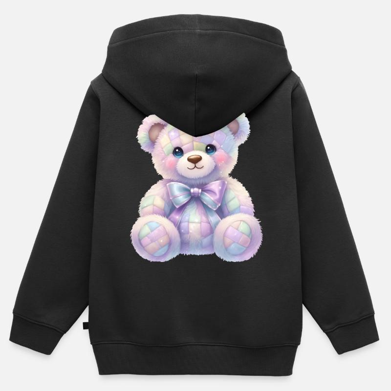 Coquette Ours Pailleté 🧸 - Sweat Premium à capuche zippé enfant bio - noir