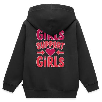 Filles Soutien Filles Amitié - Sweat Premium à capuche zippé enfant bio - noir - Dos - AI Model Kid Male (0cm)