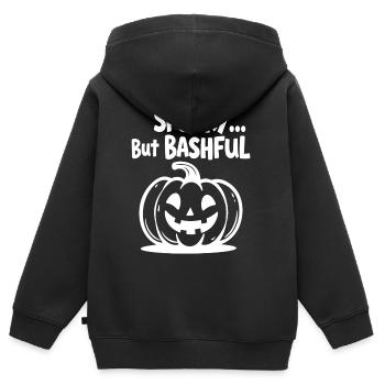 Effrayant mais timide - Sweat Premium à capuche zippé enfant bio - noir - Dos - AI Model Kid Male (0cm)