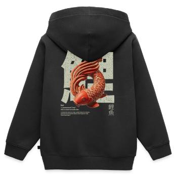 Japanischer Koi Fisch – Glück & Transformation - Kinder Premium Organic Zip Hoodie - Schwarz - Hinten - AI Model Kid Male (0cm)