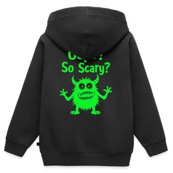 Oups! Si effrayant ? Drôle de monstre - Sweat Premium à capuche zippé enfant bio - noir - Dos - AI Model Kid Male (0cm)