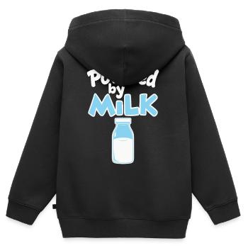 Powered by Milk - Milchflasche Baby Spruch - Kinder Premium Organic Zip Hoodie - Schwarz - Hinten - AI Model Kid Male (0cm)