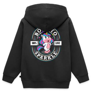 Born to Sparkle - Sweet Unicorn - Glitter - Kids Premium Organic Zip-up Hoodie - black - Back - AI Model Kid Male (0cm)