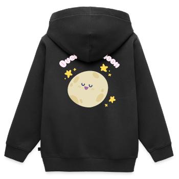 Over_the_Moon Phrasen Slang Redewendung lustig niedlichdesign - Kinder Premium Organic Zip Hoodie - Schwarz - Hinten - AI Model Kid Male (0cm)