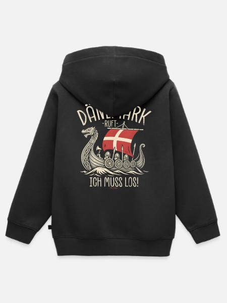Dänemark ruft ich muss los Spruch - Kinder Premium Organic Zip Hoodie - Schwarz