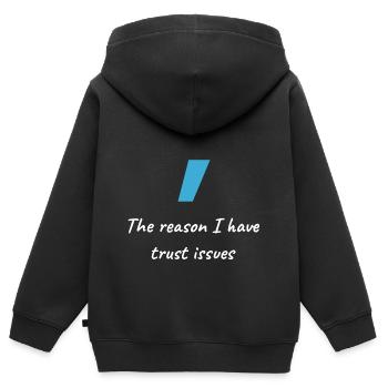 Chemise d’informaticienne - Problèmes de confiance en point-virgule - Sweat Premium à capuche zippé enfant bio - noir - Dos - AI Model Kid Male (0cm)