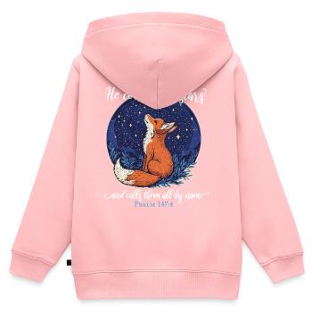 Fuchs Christlich - Kinder Premium Organic Zip Hoodie - Rosa - Hinten - AI Model Kid Female (0cm)