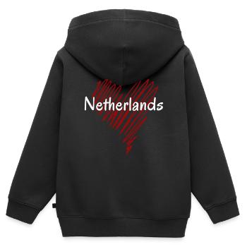 Ich liebe Holland, Herz Holland - Kinder Premium Organic Zip Hoodie - Schwarz - Hinten - AI Model Kid Male (0cm)