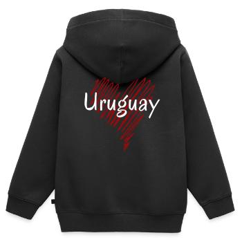 J’aime l’Uruguay, c’est l’Uruguay - Sweat Premium à capuche zippé enfant bio - noir - Dos - AI Model Kid Male (0cm)